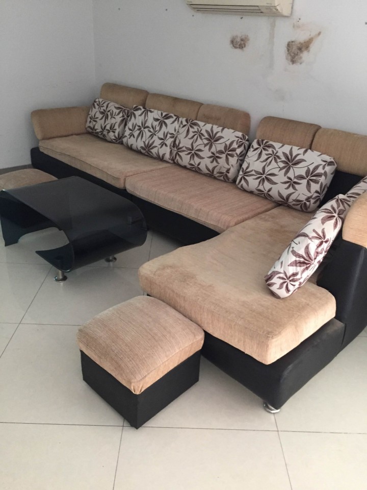 Thanh lý bộ sofa góc vải nỉ gia đình giá rẻ